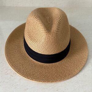 Tan Straw Hat with Black Band